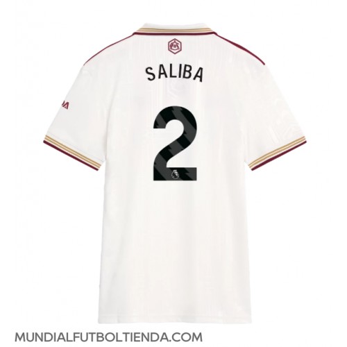 Camiseta Arsenal William Saliba #2 Tercera Equipación Replica 2025-26 para mujer mangas cortas Camiseta Arsenal William Saliba #2 Tercera Equipación Replica 2025-26 para mujer mangas cortas